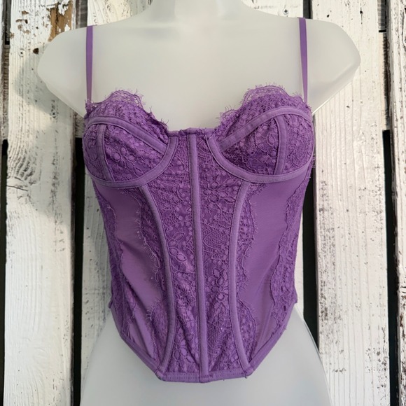 Out From Under Tops - Out From Under Purple Lace Corset Top Small P Bustier Romantic Coquette Festival